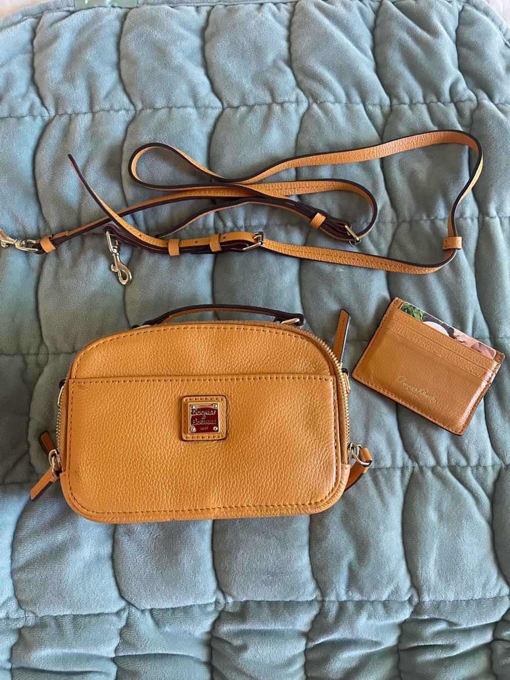 Dooney & Bourke sunflower yellow Belvedere  pebble leather ambler crossbody bag